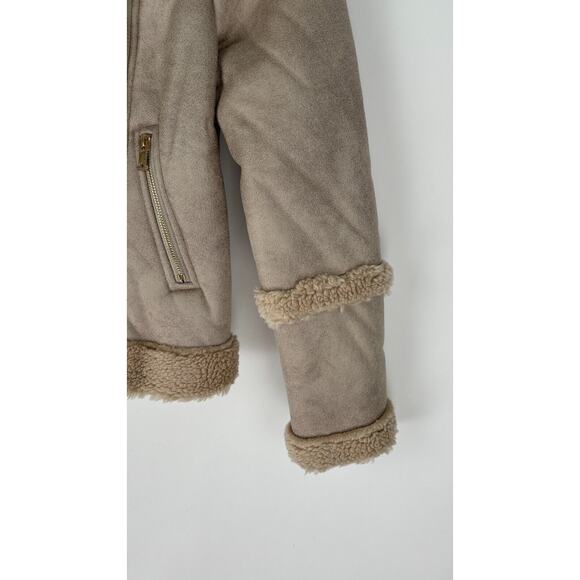 Miss Selfridge Womens Stone Mid Length Aviator Jacket Side Zip Size 2 NWT - Picture 4 of 9